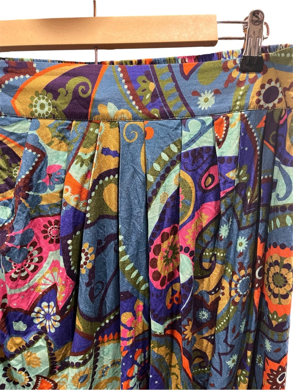 Anthropologie Conditons Apply Pleated Faux Wrap Midi Skirt Large - Picture 2 of 10
